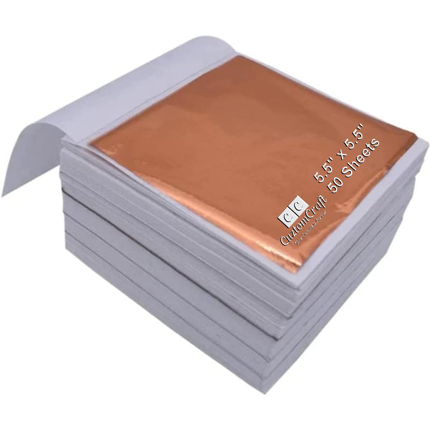 50 Sheets Gold, Silver, Copper Foil Leaf 5.5x5.5 Inches Premium Crafting Material for DIY Projects, Art and Decoration