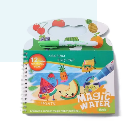 Magic Water Book for Kids – Reusable, Mess-Free Coloring and Drawing Toy with Easy-to-Hold Pen (Pack of 1)