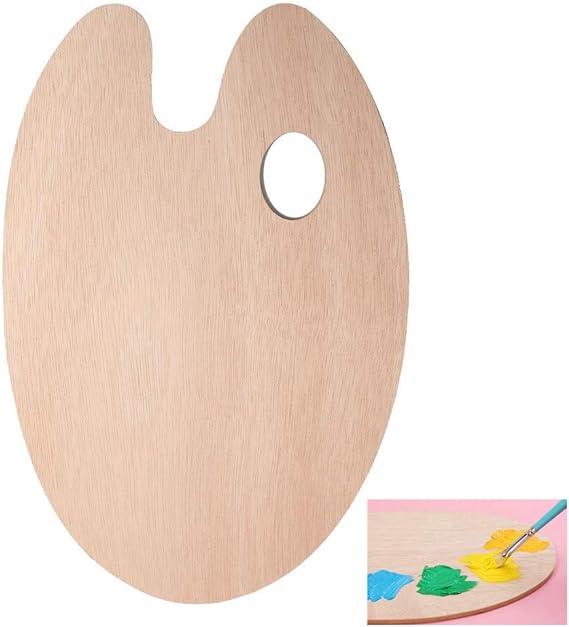 A4 -Artist Oval Wooden Palette Oil Painting Tray - Wood Ellipse Drawing Palette