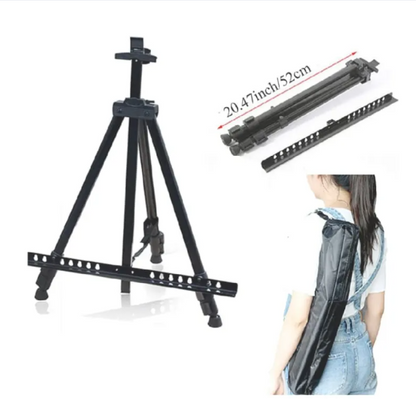 Metal Black Art Easel Stand Adjustable Prismo For Canvas Board Painting Sketching and Office Presentation Work – Foldable Tripod Mount – Indoor and Outdoor Portable Display Stand - Aluminum