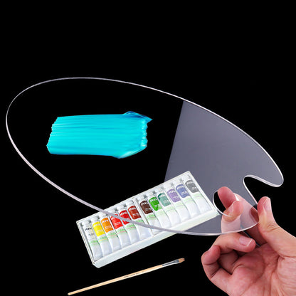 Oval Shape Color Mixing Pallete/Tray - A4 Size White and Transparent Plastic Tray