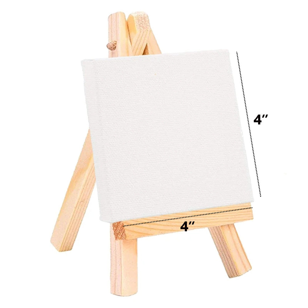 4x4 Canvas with 4" Easel Wooden Tripod Stand for Kids