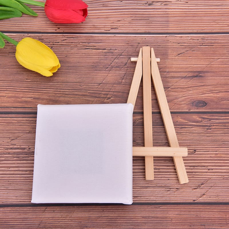 4x4 Canvas with 4" Easel Wooden Tripod Stand for Kids