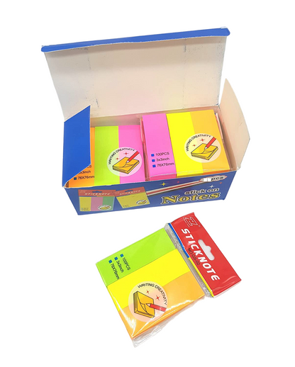 Sticky Notes Pad - Pack of 300 Notes, 3 x 3 Inches, 100 Notes Each in 3 Colours