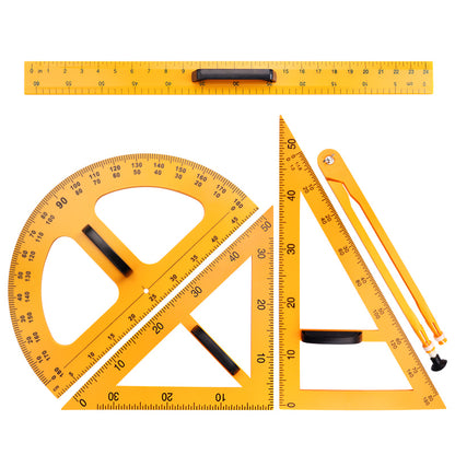 6 Pcs Teacher Math Geometry Set – Large Rulers, Digital Triangle, Angle Measurement Compass for School & Home Use – Perfect for Black & Whiteboard Teaching Aids