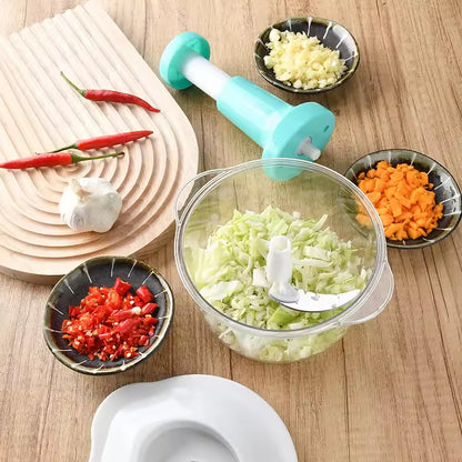 Manual Hand Pusher Speedy Chopper - 2 Liter Vegetable Crusher with 3 Extra Blades | Premium Quality Kitchen Tool