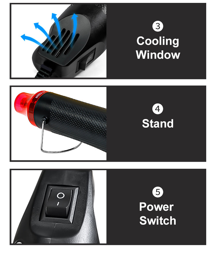 Mini Heat Gun, Uptdae Version Mini Handheld Hot Air Gun, Electric 300W Portable Heat Gun for DIY Craft Embossing, Shrink Wrapping PVC, Drying Paint, Clay, Rubber Stamp