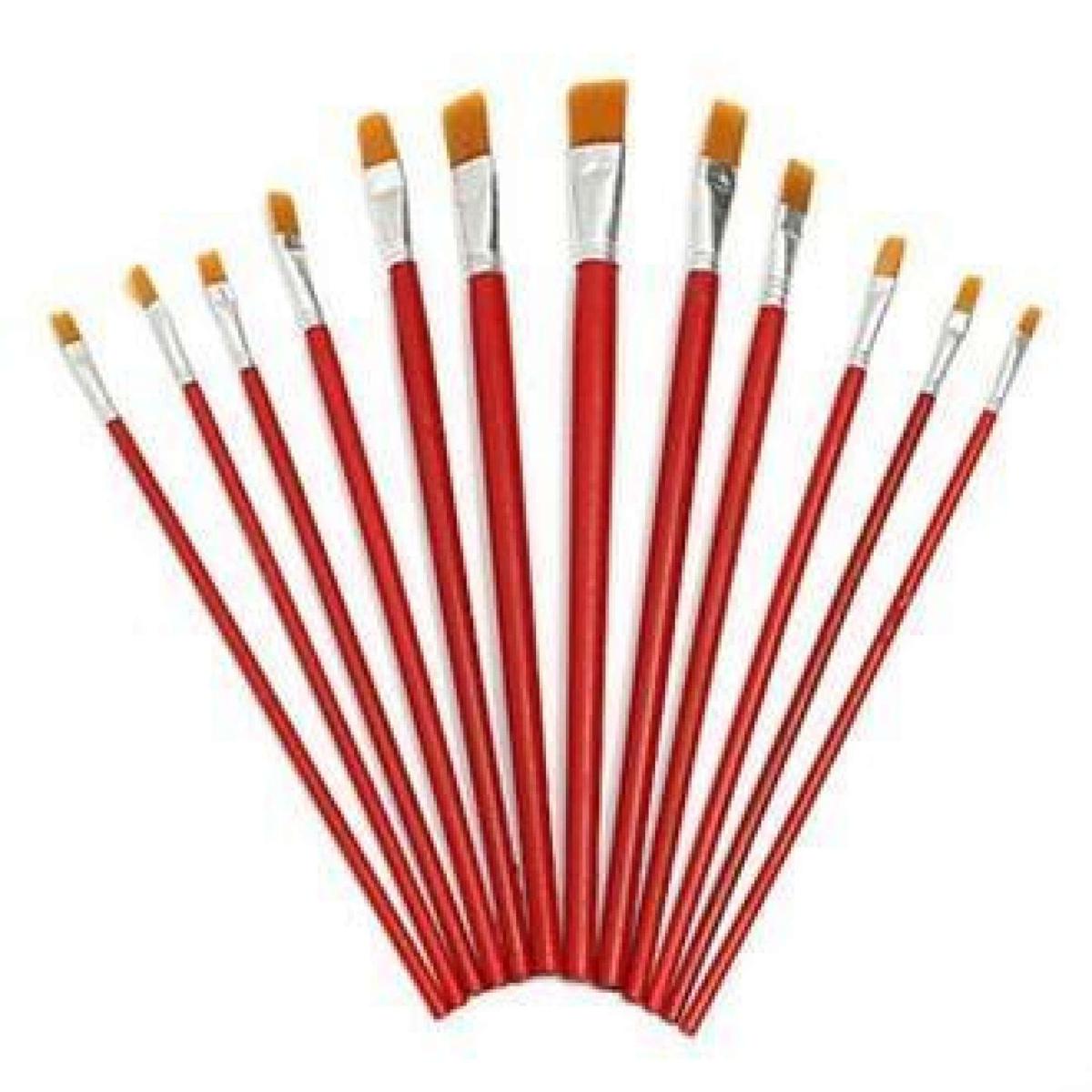 Pack of 12 Paint Brushes - Red