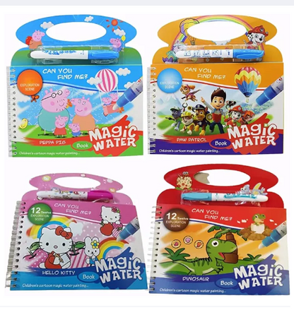 Magic Water Book for Kids – Reusable, Mess-Free Coloring and Drawing Toy with Easy-to-Hold Pen (Pack of 1)