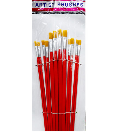 Pack of 12 Paint Brushes - Red