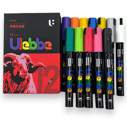 Ulebbe Permanent Acrylic Paint Markers Set – Versatile Art Markers for Canvas, Glass, Rock, Ceramic, and Wood