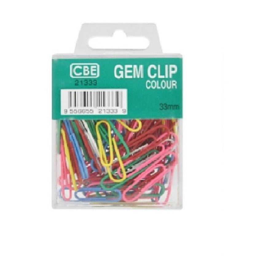 33mm Colored Plastic Gem Clips for Paper - Pack of 80